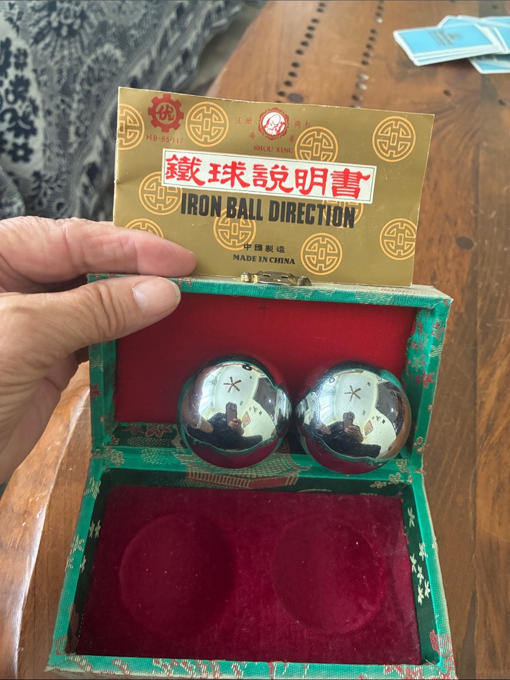 Chinese Iron Ball Direction Meditation Baoding Balls Silk Box includes booklet - Picture 7 of 16